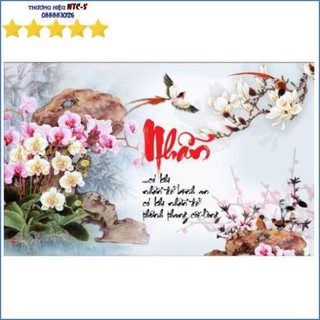 Tranh đính đá cao cấp chữ nhẫn . kích thước: 75 cm x 50cm