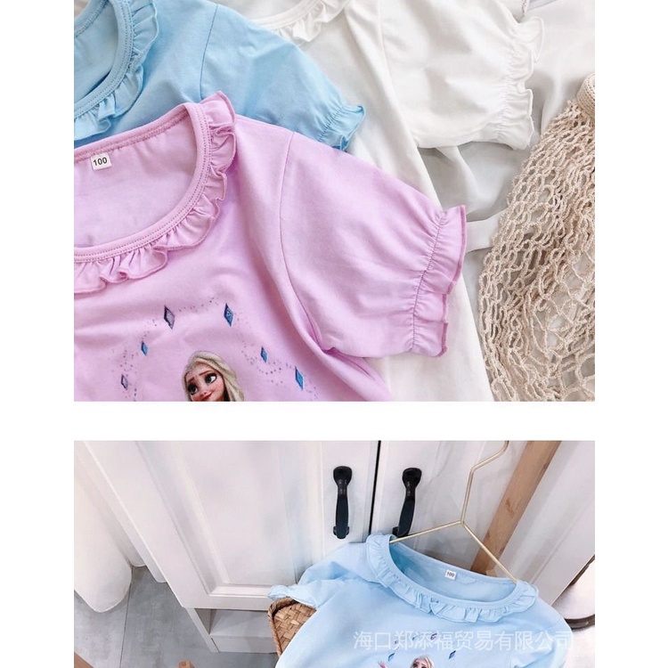 Đầm Ngủ Cotton Tinh Khiết In Hình Công Chúa Elsa Trong Phim Frozen Cho Bé Gái