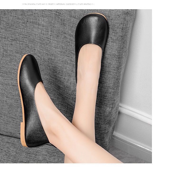 Giày Búp Bê Da Mềm Mũi Tròn Đế Bằng Thoải Mái Dễ Phối Đồ Thời Trang Cho Nữ