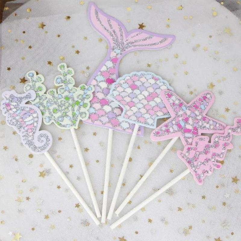 Set 5 Que Cắm Trang Trí Bánh Kem Tạo Hình Sinh Vật Biển / Cá Ngựa / Cá Ngựa /