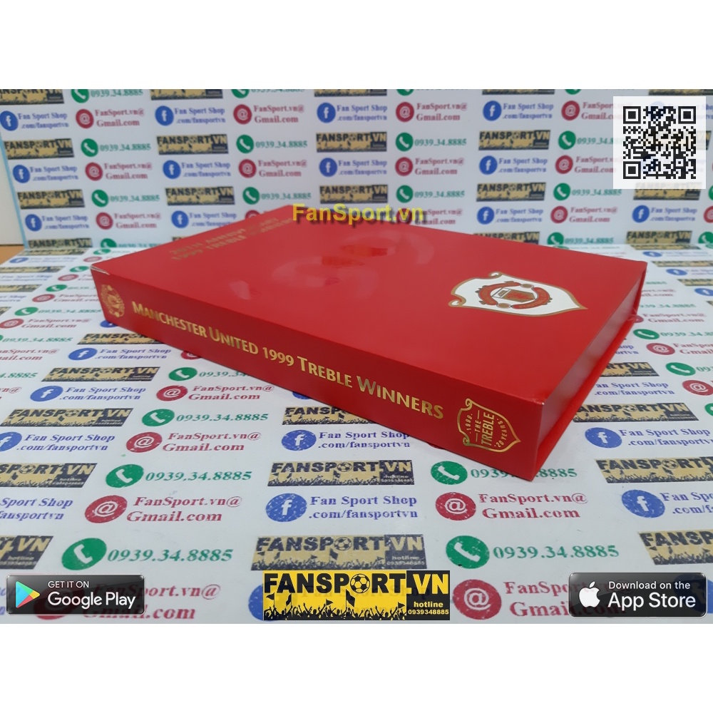 Bộ huy hiệu áo đấu Badge Manchester United 20 Anniversary 1999 Treble Winners box set red
