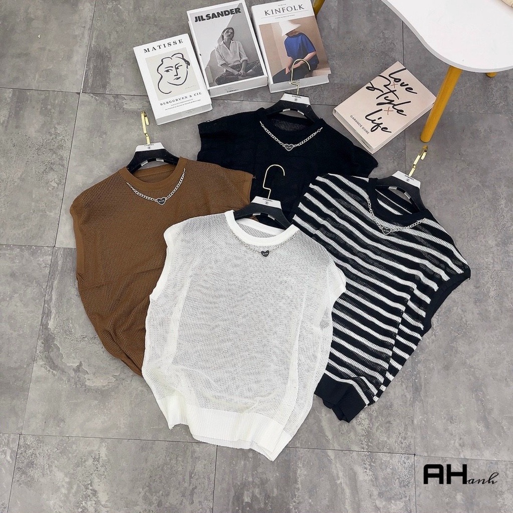 Áo Len Lưới Kèm Xích Hình Tim Ms 553