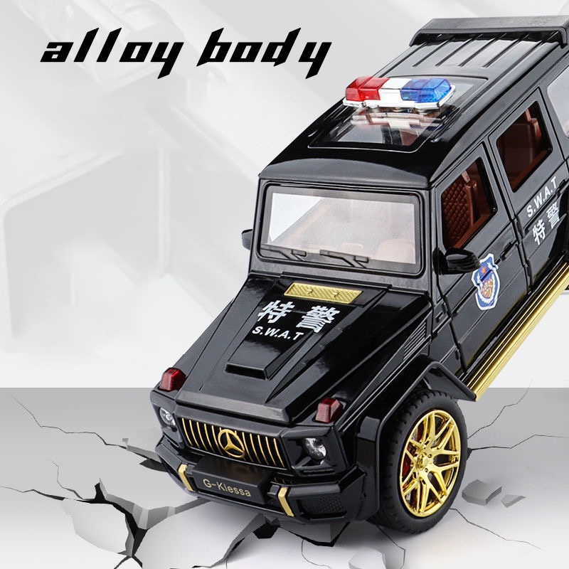 Mô Hình Xe Cảnh Sát Mercedes Benz G63 Tỉ Lệ 1: 24 Bằng Hợp Kim Có Đèn Và Nhạc