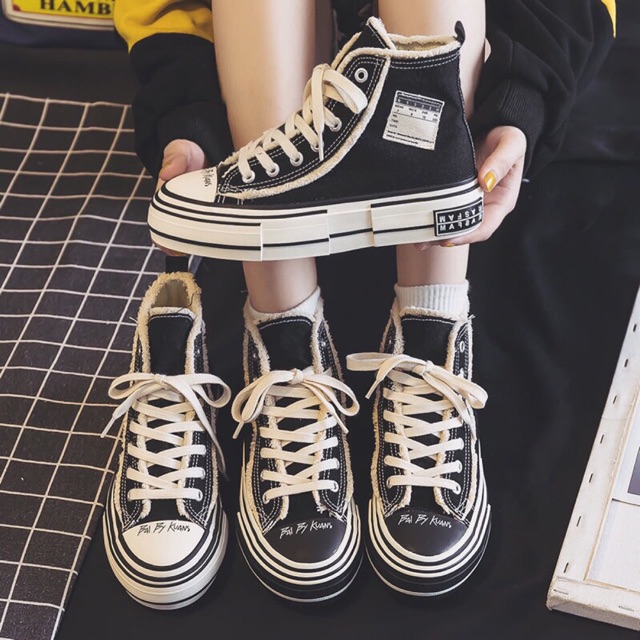 Giày thể thao bò rách cao cổ