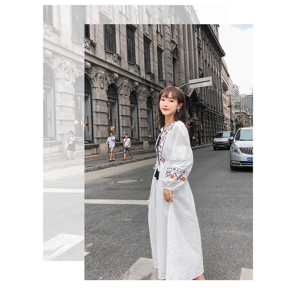 VÁY BOHEMIAN THÊU HOA| DÁNG DÀI | BO EO