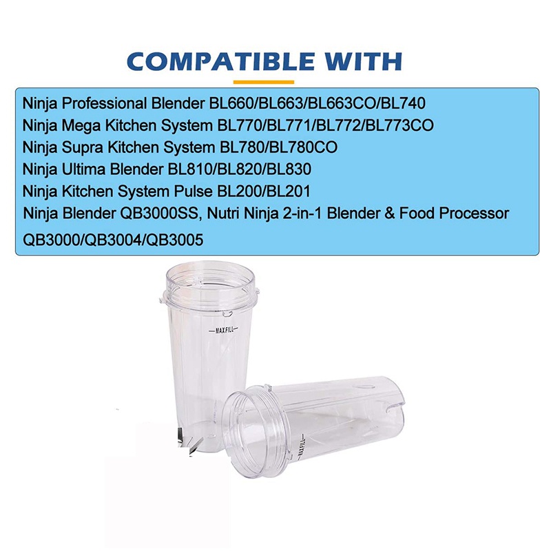 Cốc Đơn Có Nắp Đậy Thay Thế Cho Máy Xay Nutri Ninja BL660 BL770 BL740 BL810 BL830