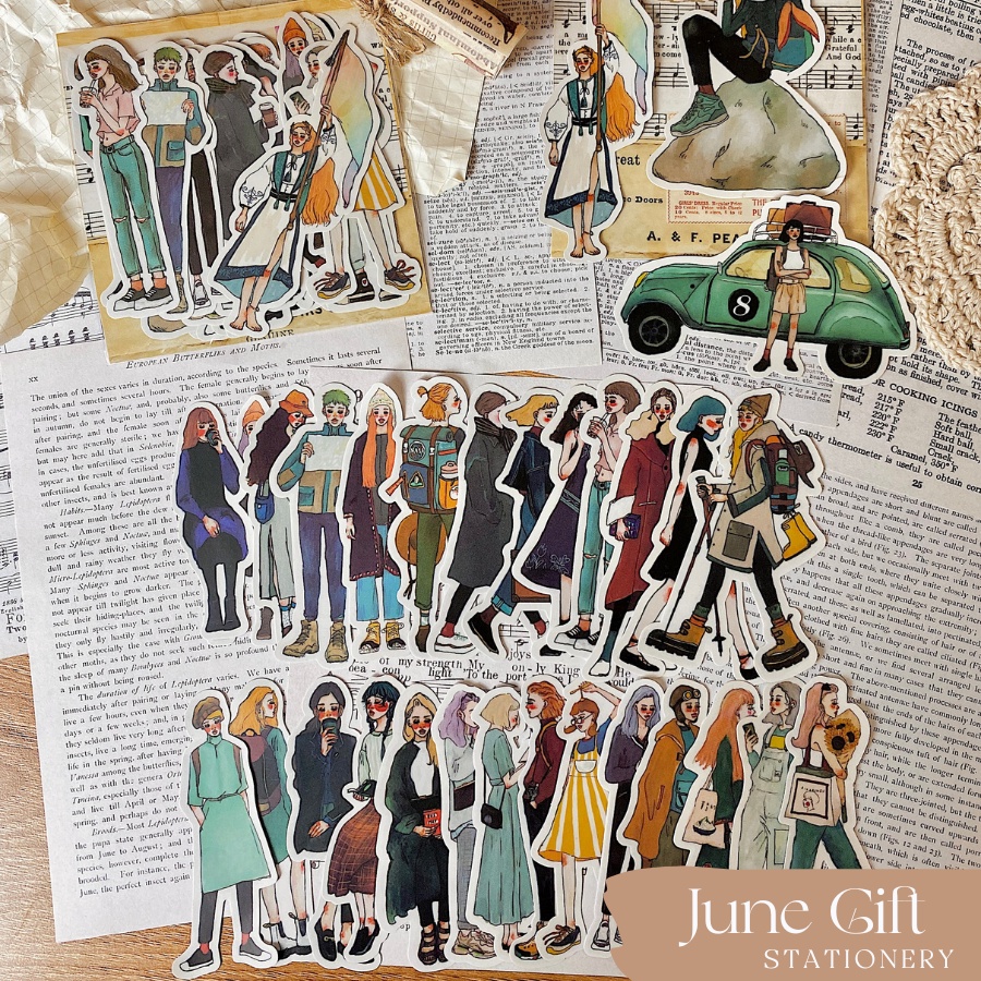 Sticker Trang Trí Cô Gái Cổ Điển Bullet Journal