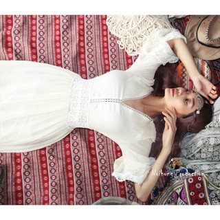 Đầm Váy Bohemian maxi vintage trắng dáng xòe dài suông rộng đi biển đẹp xinh rẻ độc lạ  bigsize bầu bí babydoll NH051