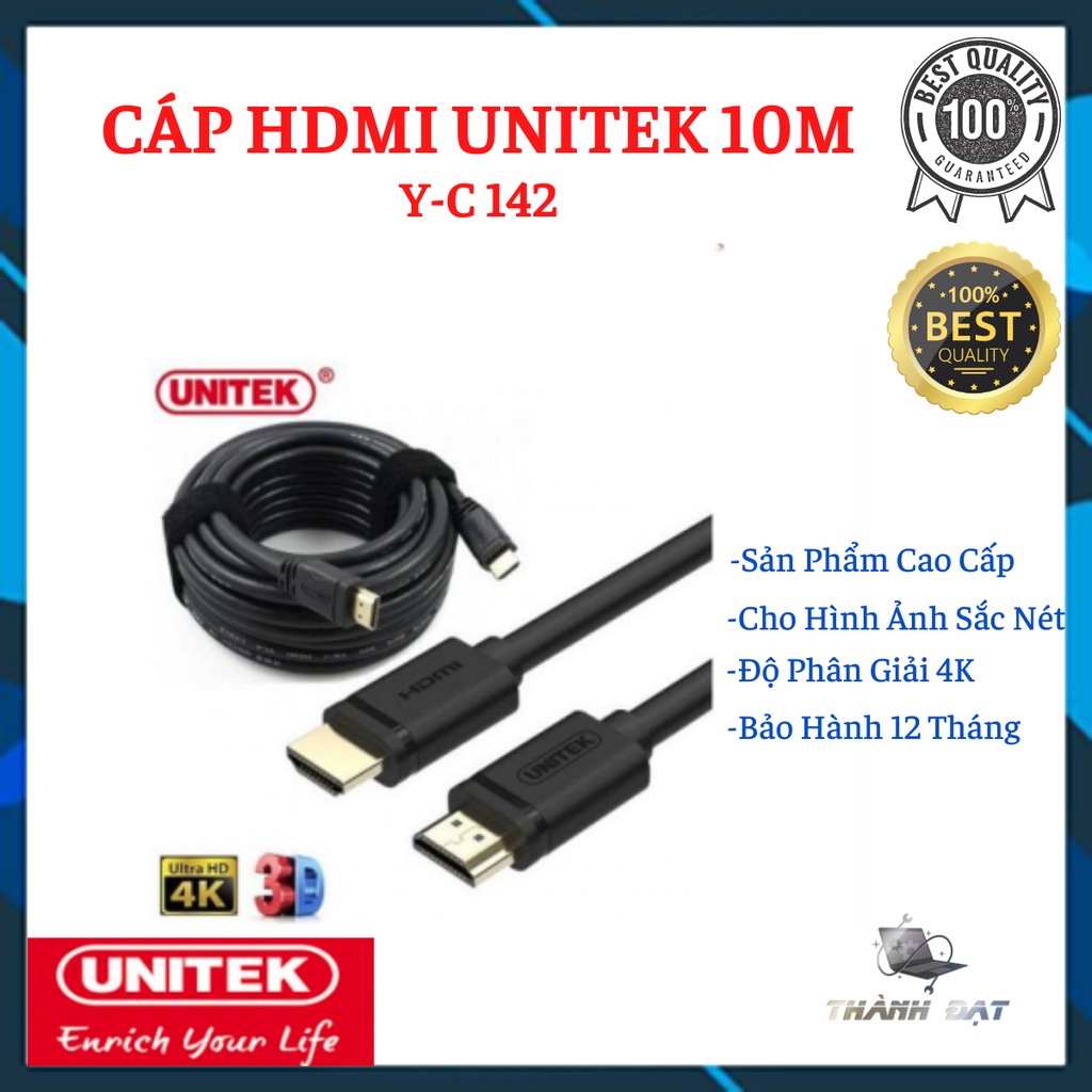 Cáp HDMI Unitek 10m Y-C142 - hỗ trợ 4K Ultra HD và 3D (giá tốt)