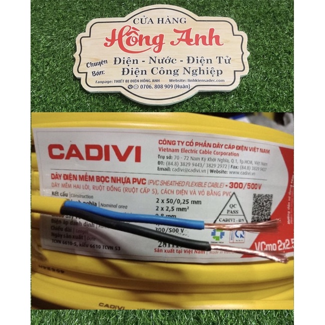 Dây điện 2 vỏ bọc cadivi vcmo 2x2.5 bán theo mét