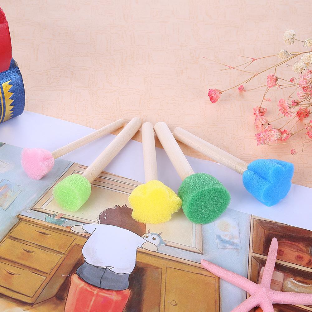 Set 5 dụng cụ đầu xốp có tay cầm sáng tạo dành cho bé tập tô màu/vẽ tranh