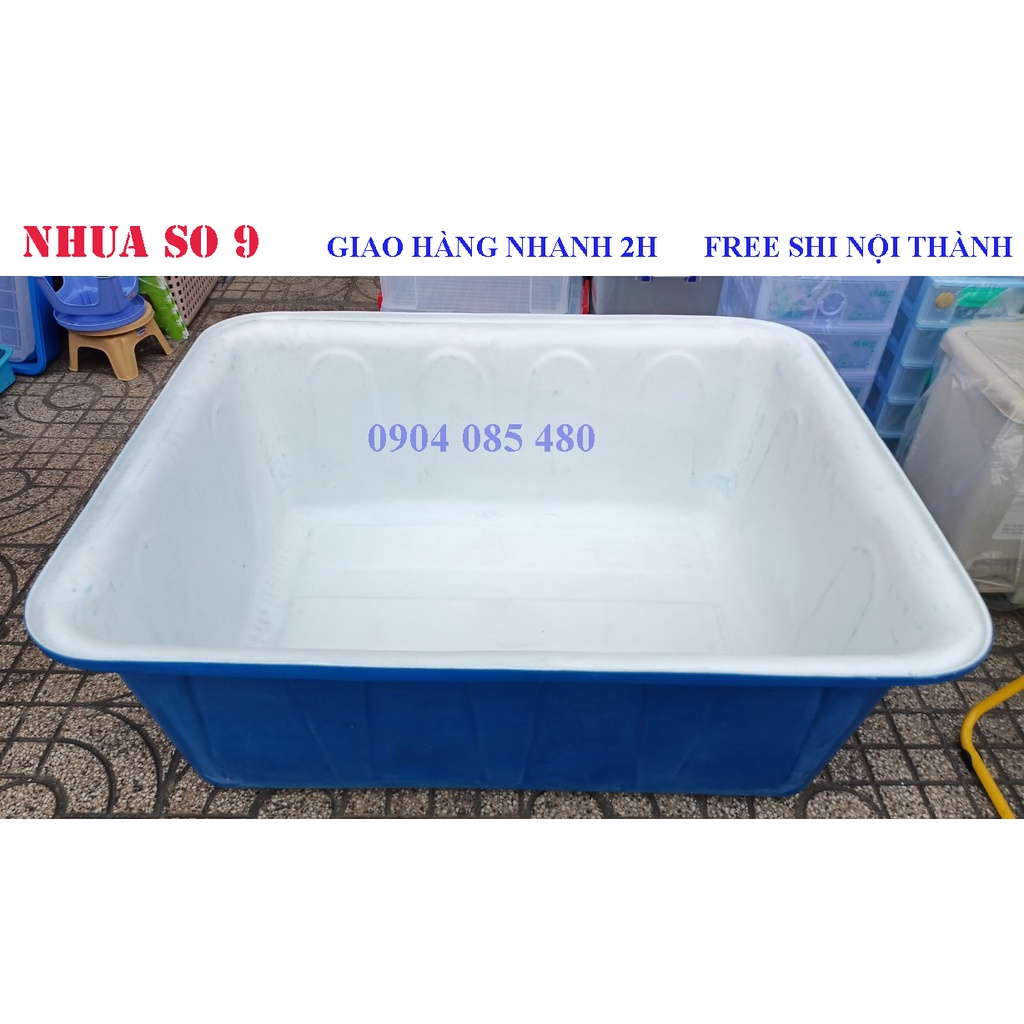 Thùng chữ nhật xanh 300 lít nuôi cá, đựng nước, hải sản