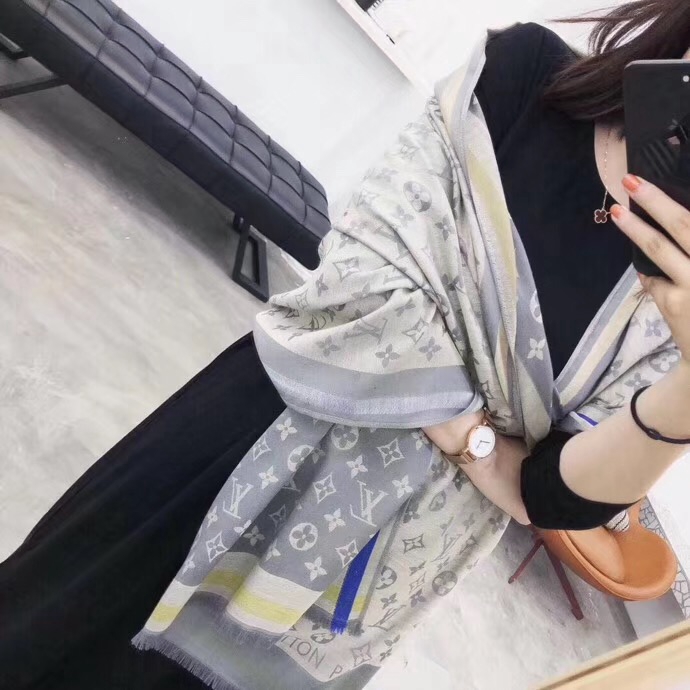 Thương Hiệu Khăn Choàng cotton Dài Màu Trơn In Chữ Thời Trang Dành Cho Nữ
