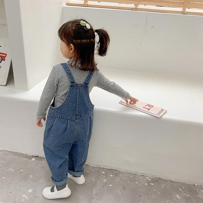 IQ ANGEL Quần yếm denim phong cách thời trang Hàn Quốc dành cho bé gái