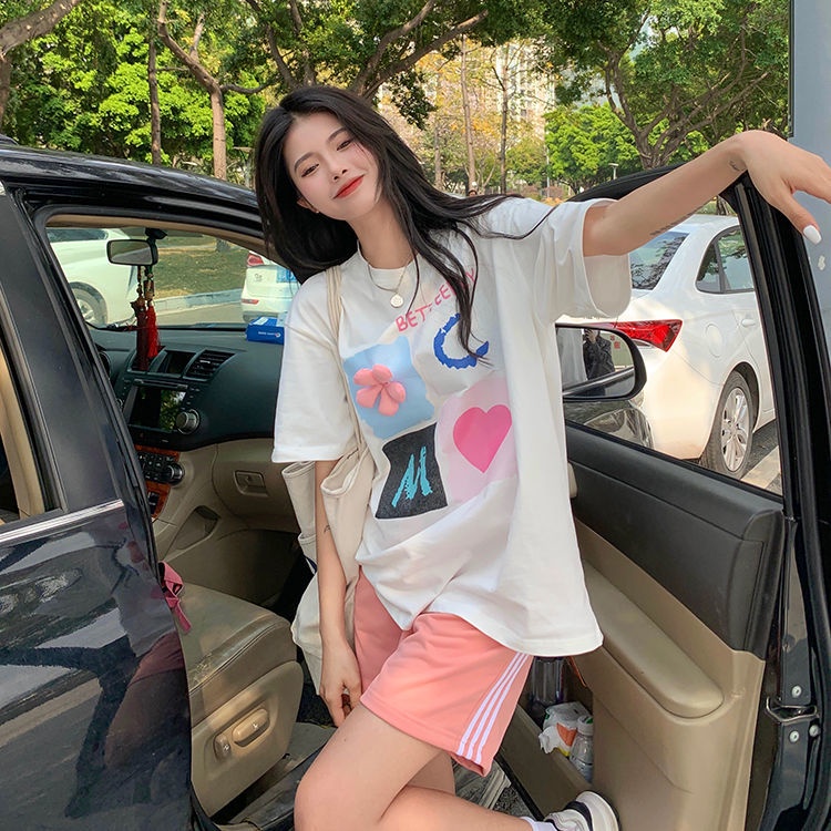 Áo Thun Tay Ngắn Dáng Rộng In Chữ Trẻ Trung Hợp Thời Trang Hè Mới Cho Bạn Gái