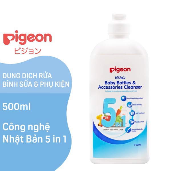 Nước rửa bình sữa, Dung Dịch Súc Rửa Bình Sữa &amp; Phụ Kiện Pigeon 200ml 450Ml/500ml, 700ml