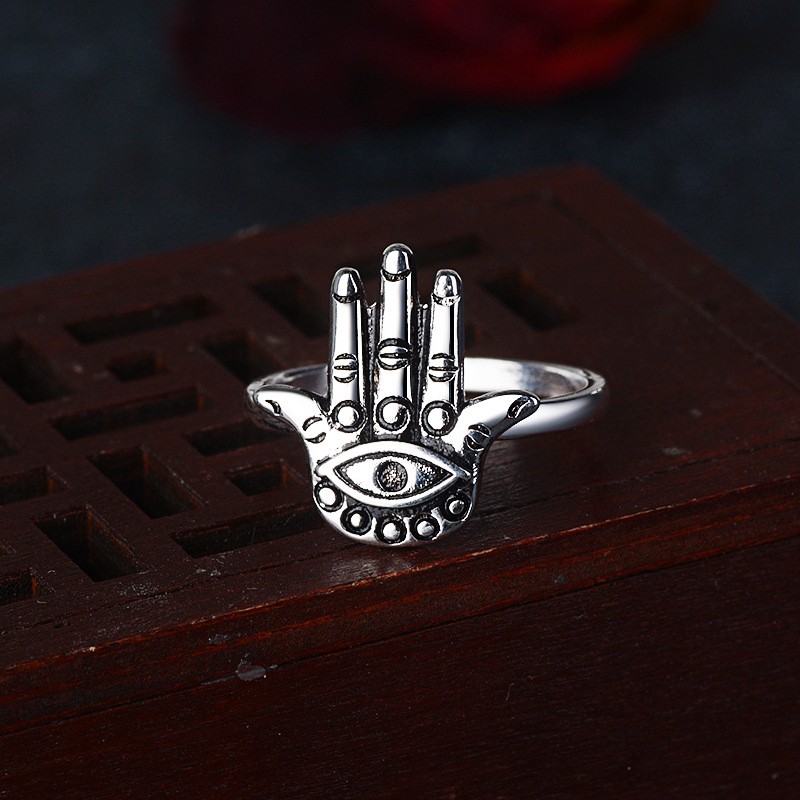Nhẫn Hình Bàn Tay Hamsa May Mắn Phong Cách Ả Rập