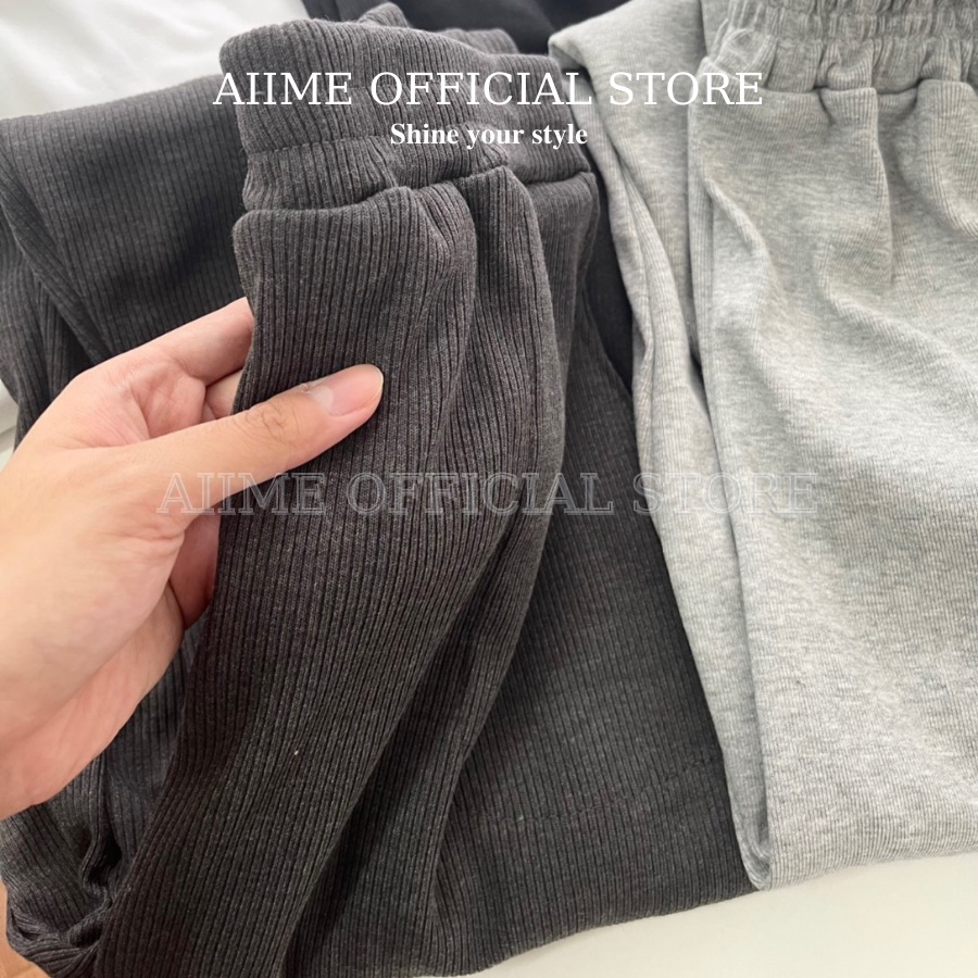 Quần jogger nữ bo gấu unisex chất len tăm/ Quần len tăm nữ bo gấu