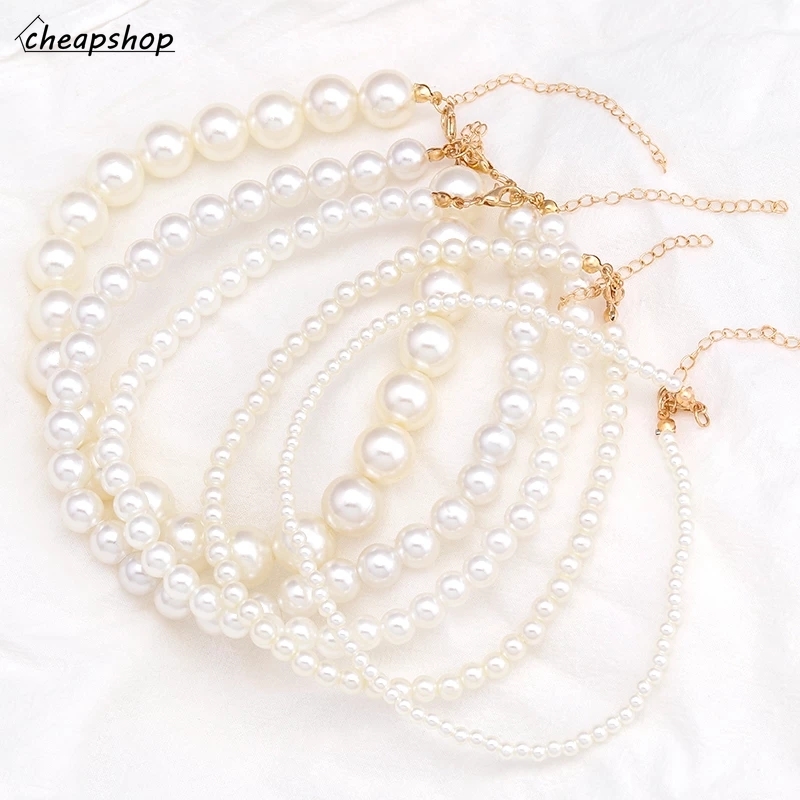 iF YOU Vòng cổ choker kiểu chuỗi hạt ngọc trai nhân tạo hợp kim phong cách Hàn Quốc nhẹ sang trọng thời trang dành cho nữ