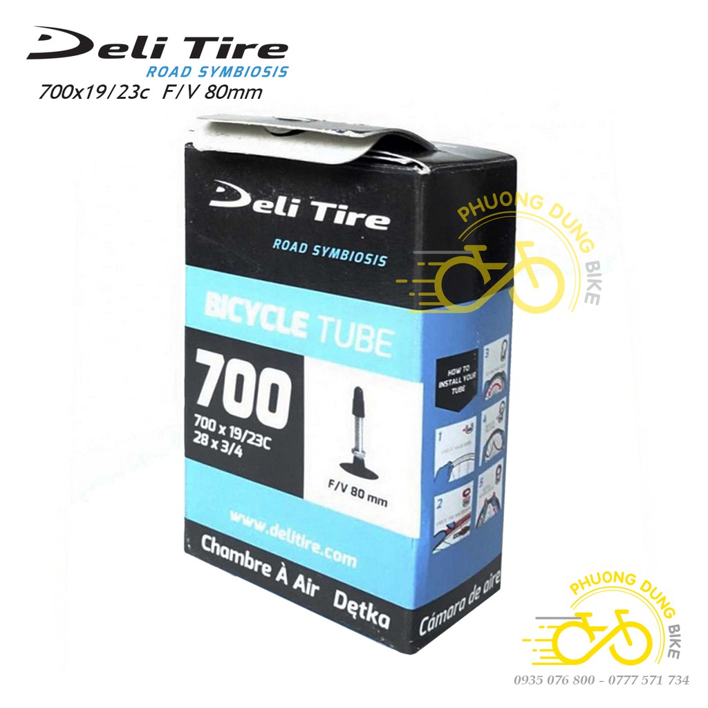 Ruột xe đạp DELI TIRE 700x19-23C 80mm VAN PHÁP - VAN XE ĐẠP