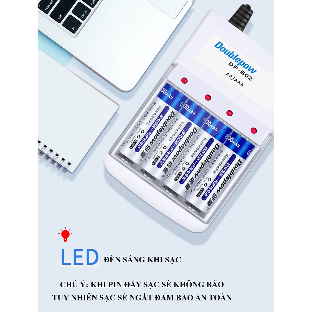 Bộ 4 Pin Tiểu Sạc AA 1200mAh + Sạc Pin