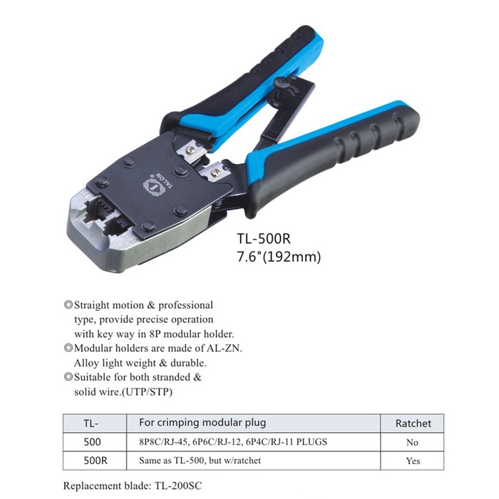 Kìm bấm mạng Cat5,Cat6 RJ45 TL-500R Chính hãng Talon.