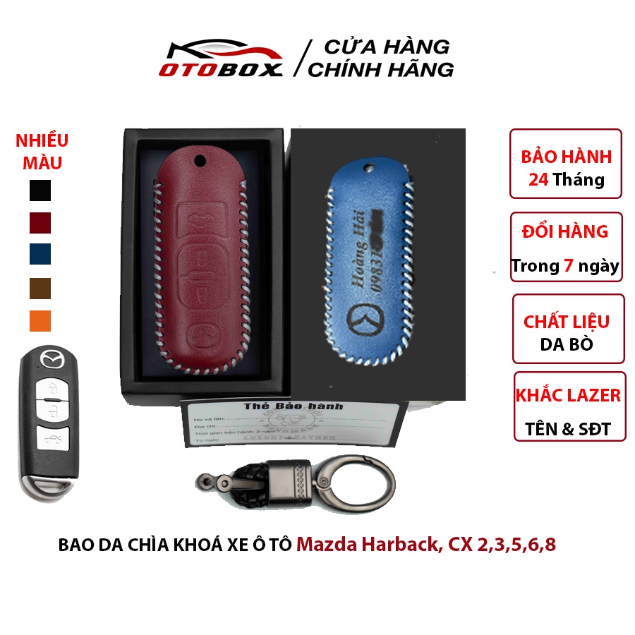 Bao da chìa khoá ô tô mazda 2, mazda 3, hatchbach, cx5 chìa 2 nút, bọc bảo vệ chìa khoá smartkey oto cao cấp chống xước