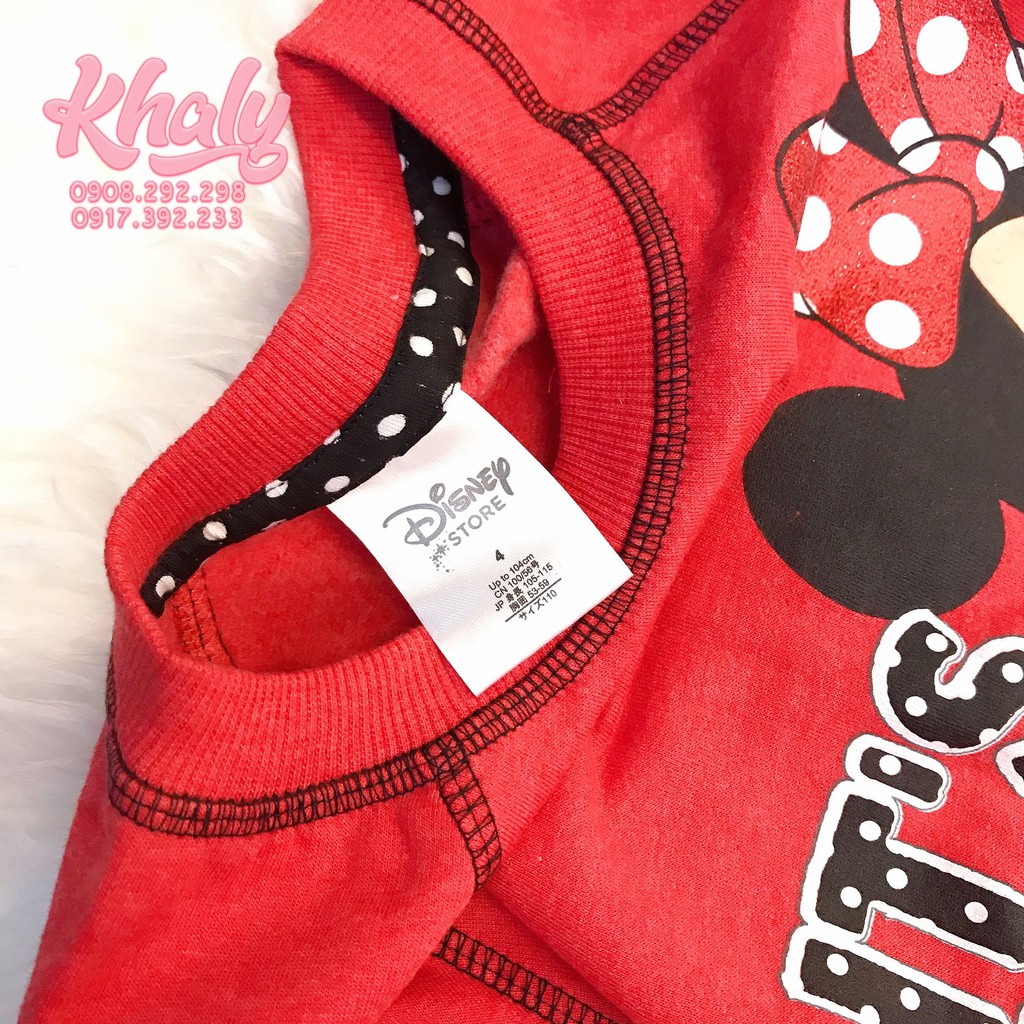 Áo tay dài trẻ em hình chuột Minnie Mouse màu đỏ size XS cho bé gái 4 tuổi (Mỹ US-UK) - ATTDMK01