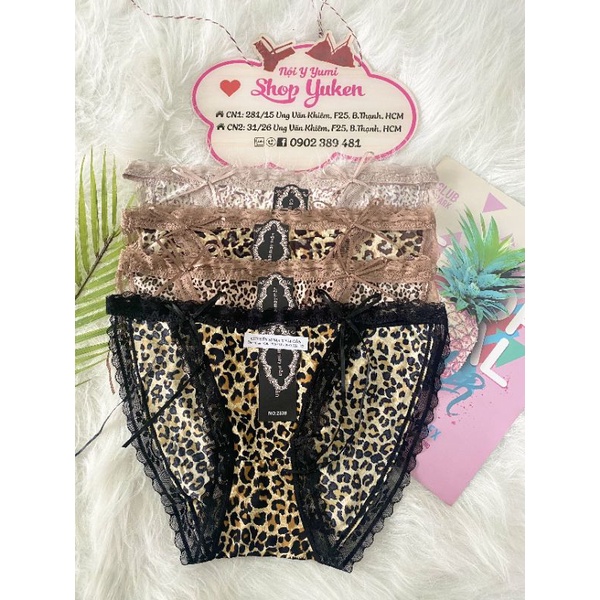 Quần Lót Nữ Thun Lạnh Họa Tiết Da Beo-Sịp Nữ Dây 2 Bên Đan Nơ Gợi Cảm