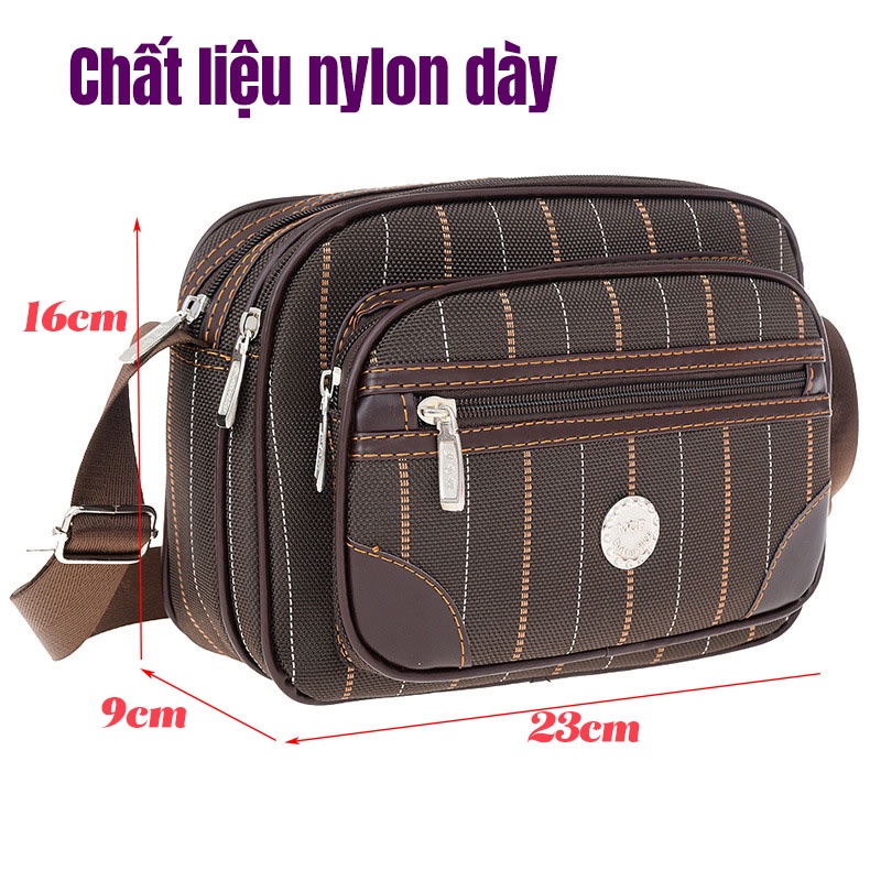 Túi Đeo Chéo Bằng Nylon Sức Chứa Lớn Nhiều Ngăn Dành Cho Nam Nữ