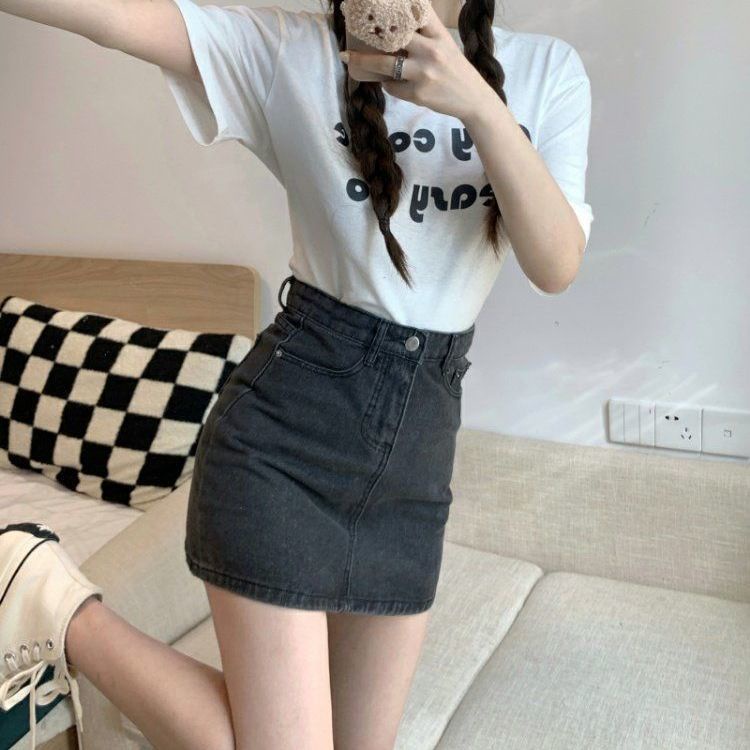 Chân váy jean COZOK lưng cao ôm dáng kiểu dáng đơn giản thời trang