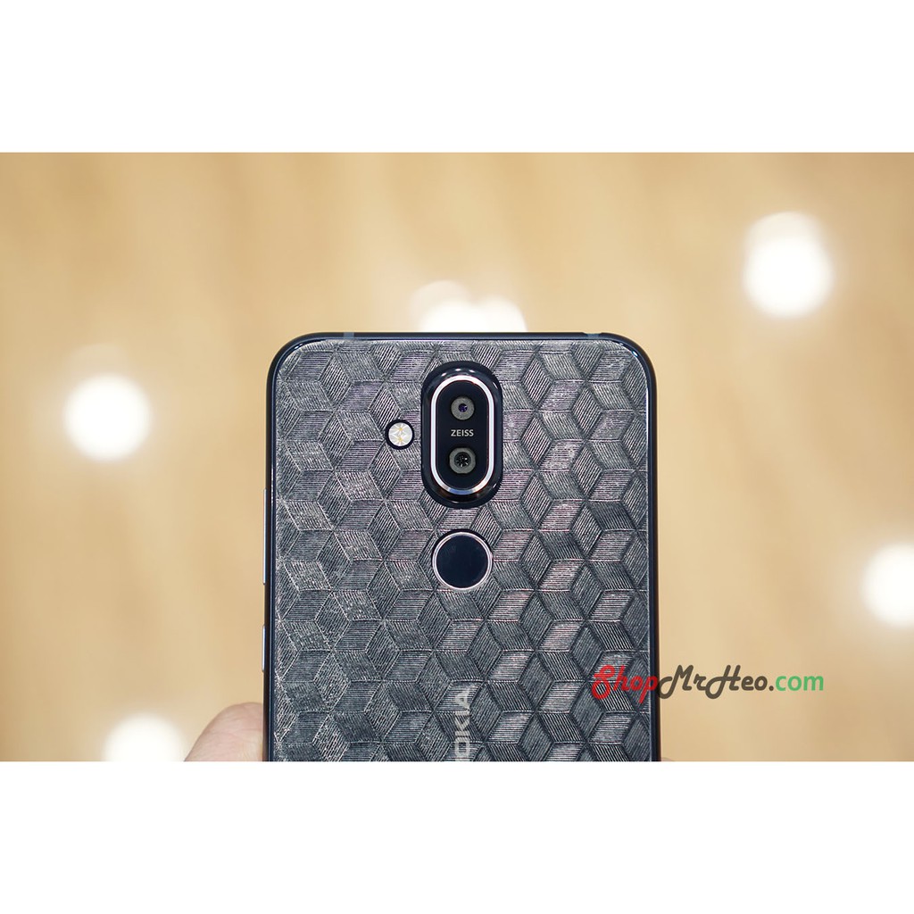 Skin Dán Mặt Lưng Vân 3D Nokia 8.1 - Nokia X7 - Carbon, Hình hộp, Nhám, Vân Da