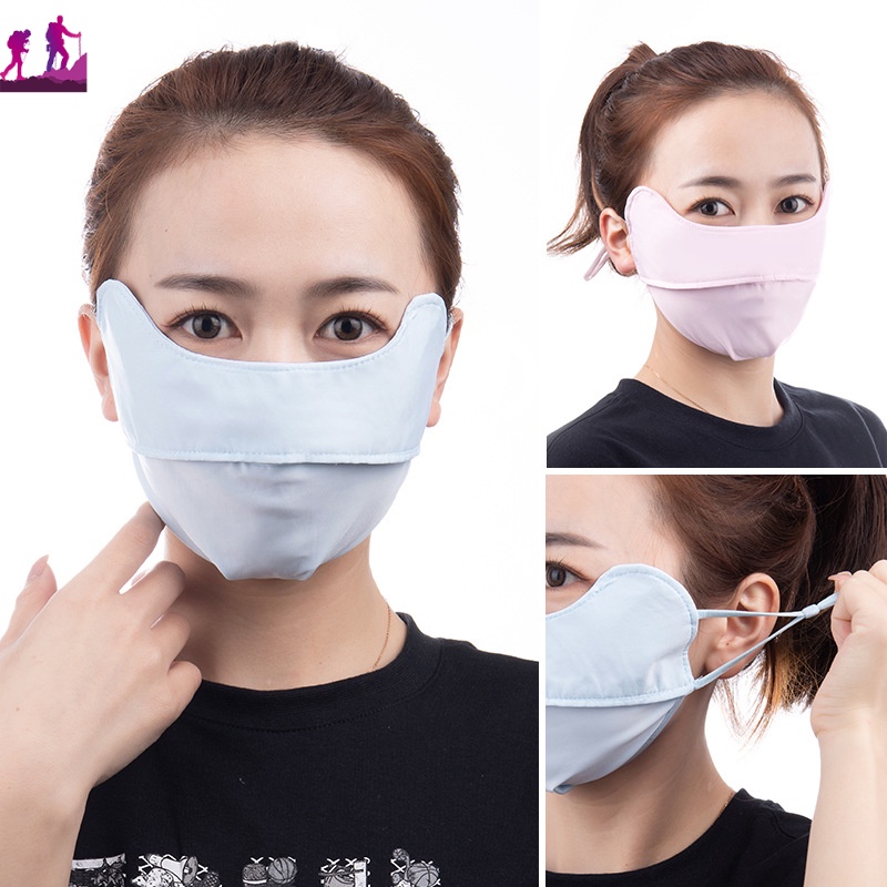 Khẩu Trang Lụa Lạnh Thoáng Khí Chống Tia Cực Tím Có Dây Đeo Cho Nam Nữ