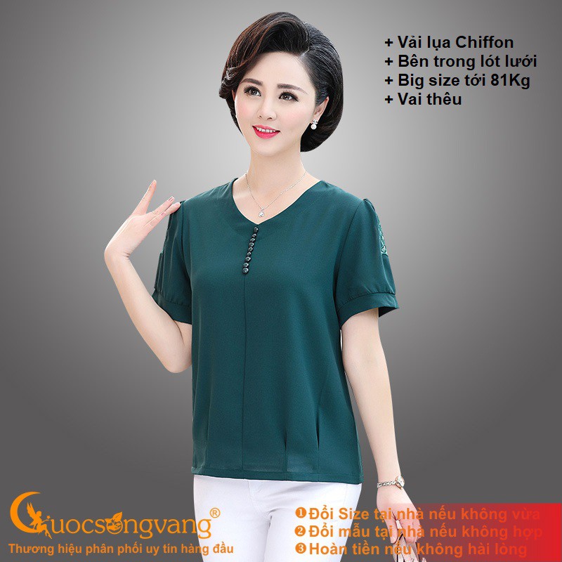 Áo kiểu trung niên áo nữ big size cổ tim Queenbe GLA259