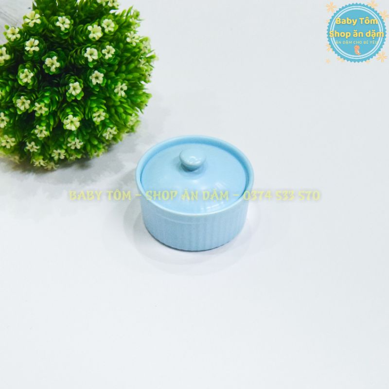Bát ăn dặm gốm sứ Ramenkin có nắp 120ml NPP Baby Tôm