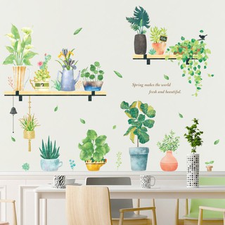 Decal dán tường chậu cây trang trí