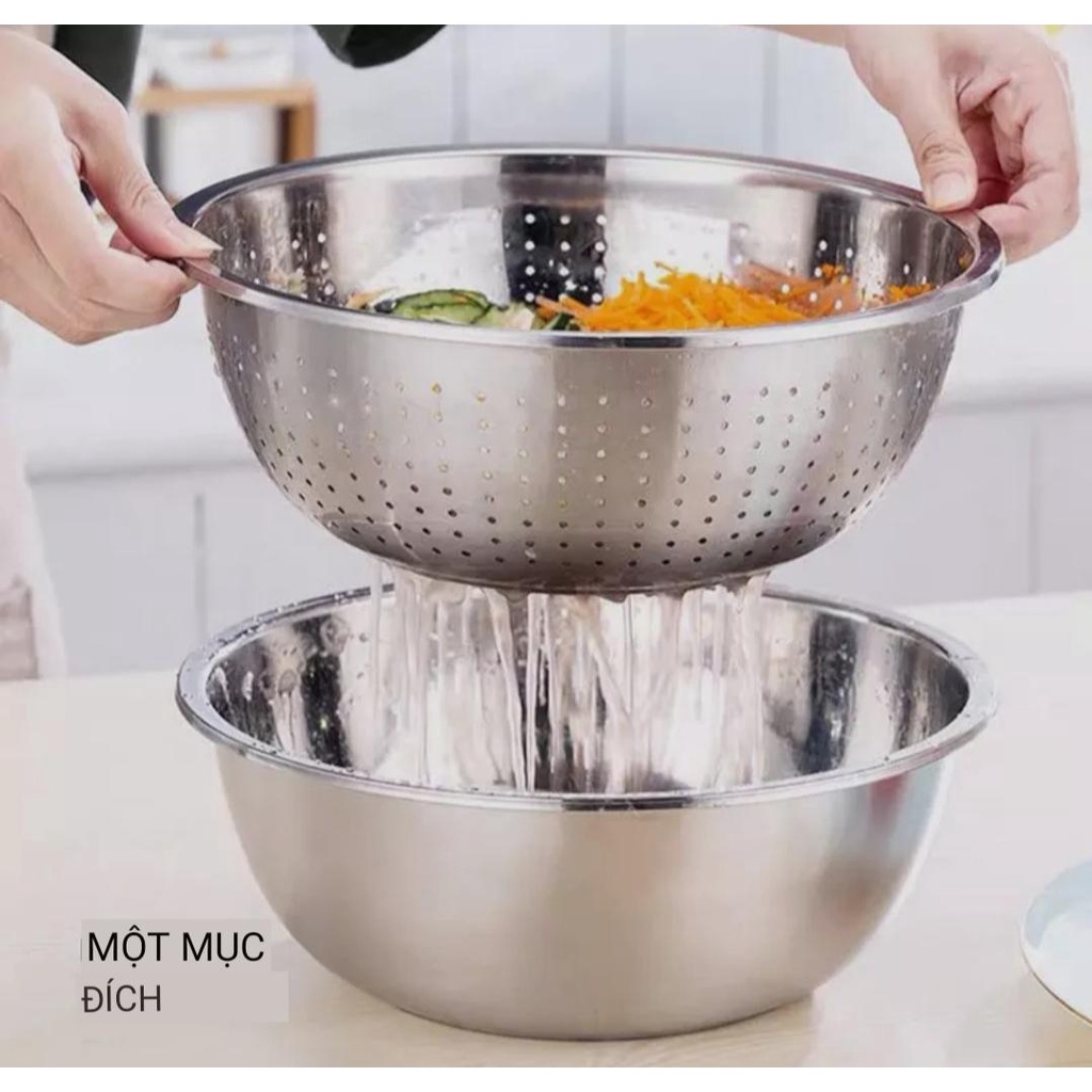 Bộ 3 Món Thau, Rổ Inox Bào Củ, Quả