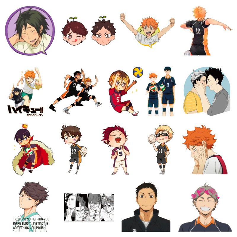 Y&P| Hình Dán Chống Nước Haikyuu!! Nhật Bản Anime Mũ Bảo Hiểm Máy Tính Xách Tay Hành Lý Dán Thiết Lập, 50 tờ
