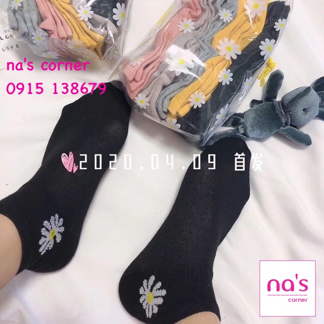 [MỚI] Set 10 đôi tất vớ cao cấp êm mịn kèm túi đựng tiện lợi hình hoa cúc dễ thương