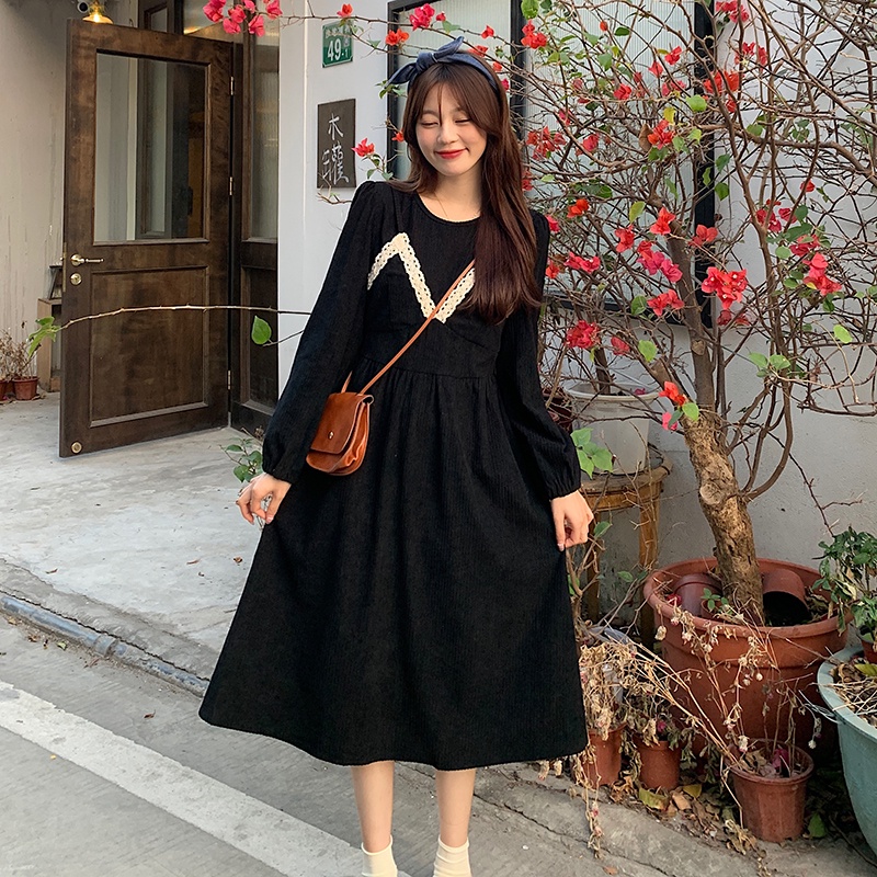 Đầm Nhung Cổ Chữ V Dáng Ôm Thời Trang Retro Xinh Xắn Cho Nữ