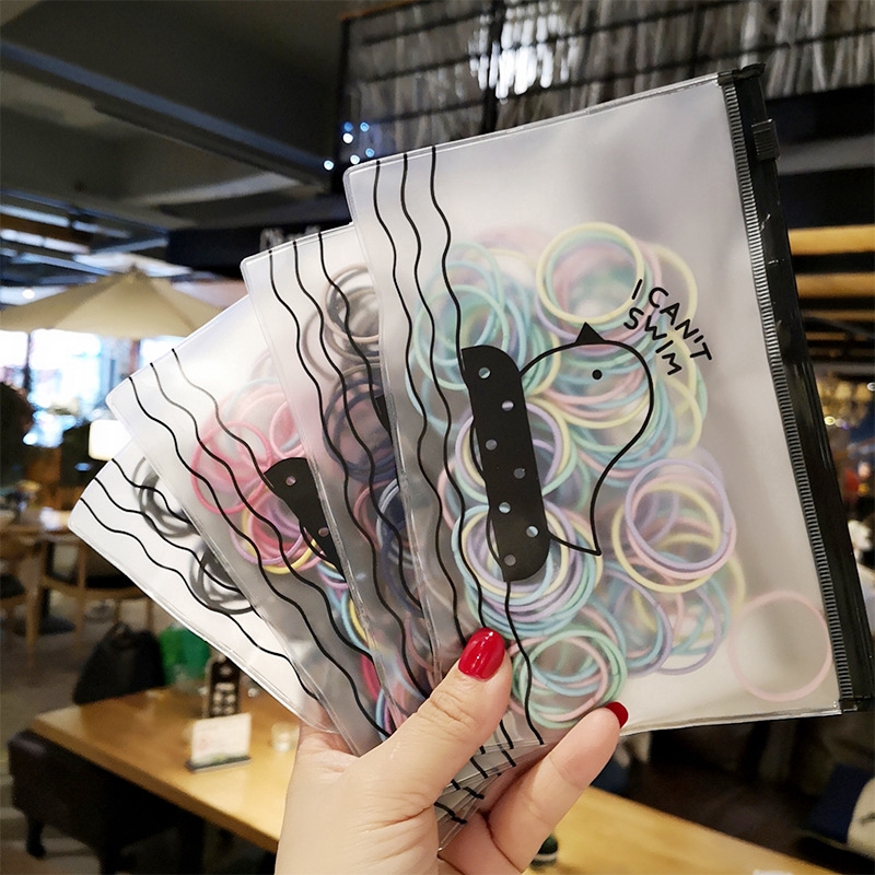 Bộ 100 dây thun buộc tóc co giãn có nhiều màu phong cách Hàn Quốc cho bé gái