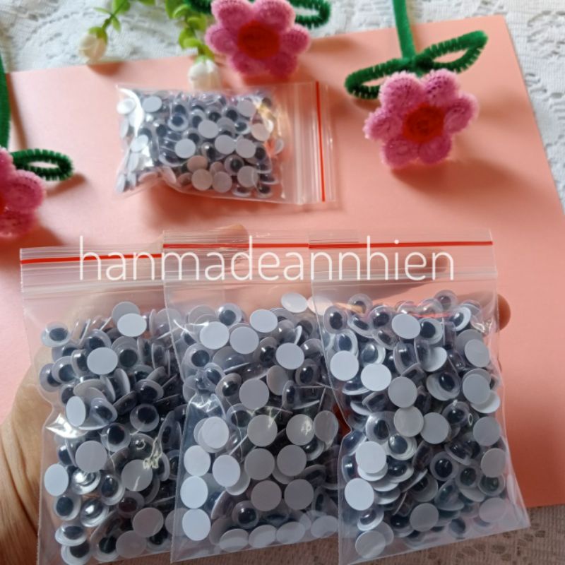 100 chiếc  mắt thú  / mắt liếc, size 8mm - 10mm Gắn thú nhồi bông, hình trang trí các con vật, mầm non...