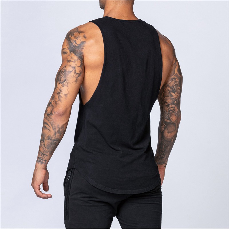 Mens Causal Basic Cotton Round Neck Tank Tops bodybuilding Fitness Graphic Singlets
