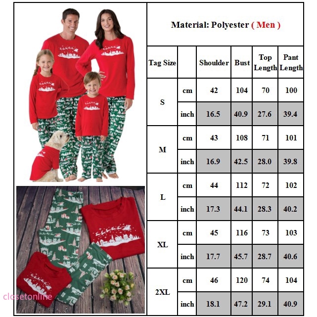 CL❀❀ Family Matching Mom Dad Kids Christmas Pyjamas Long Sleeve T-shirt Pants Sets