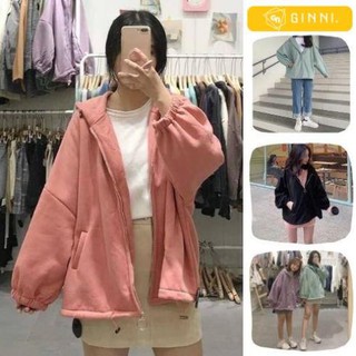 Áo Khoác nỉ Chống nắng Cho Nữ Form Rộng  KÉO TRÒN có dây kéo Unisex SIÊU ĐẸP Ulzzang video thật GINNI