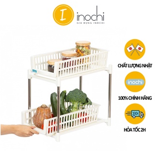 Kệ trượt để đồ nhà bếp thông minh Inochi - kệ nhựa 2 tầng đa năng cho nhà tắm nhà bếp