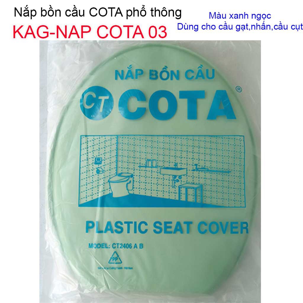 Nắp đậy bàn cầu Cota, Nắp bồn cầu phổ thông màu xanh ngọc giá sỉ KAG-NAP Cota03