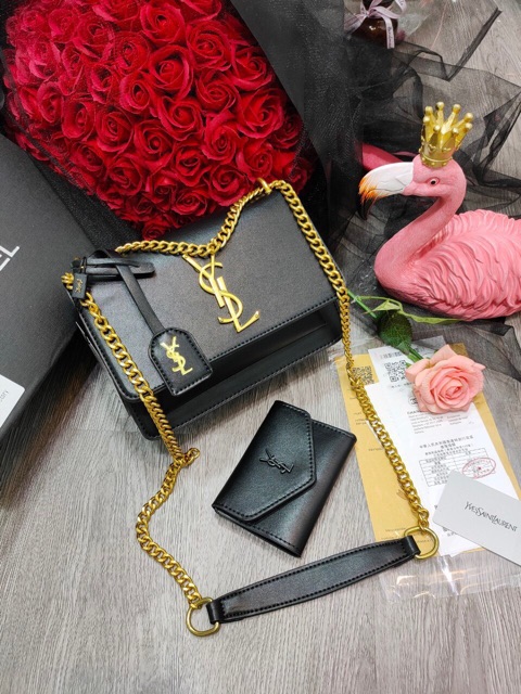 Túi đeo chéo logo cùng màu kèm ví size 22 fullbox