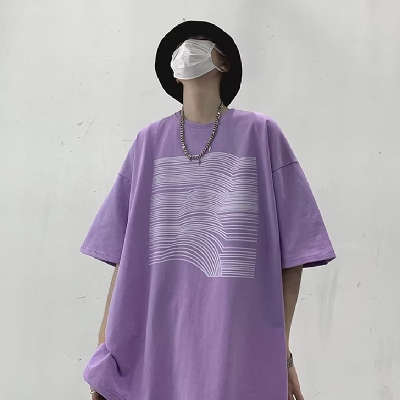 Áo Thun Dáng Rộng In Họa Tiết Kẻ Sọc Thời Trang Mùa Hè Hàn Quốc Cho Nam Và Nữ size M-8XL