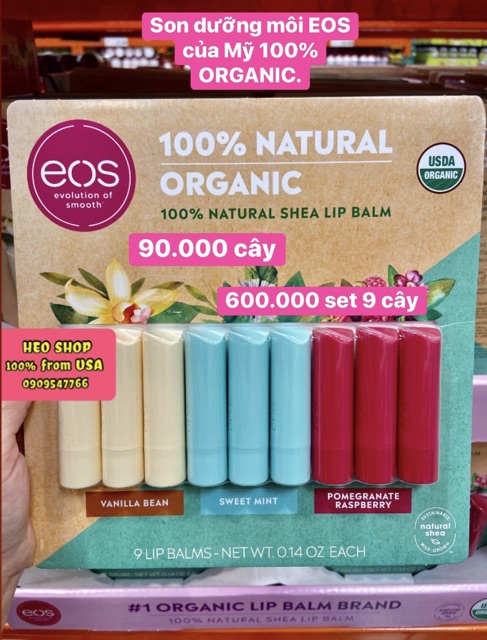 Son dưỡng môi EOS của mỹ 100% ORGANIC ( Mẫu thỏi của son trứng )